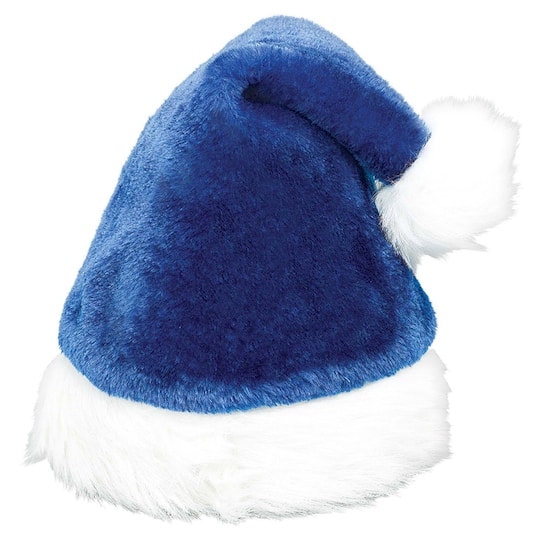 15&#x22; Blue Plush Christmas Santa Hat